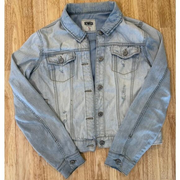 Rewash Denim Distressed Jacket Women's‎ Size Large - Picture 1 of 4
